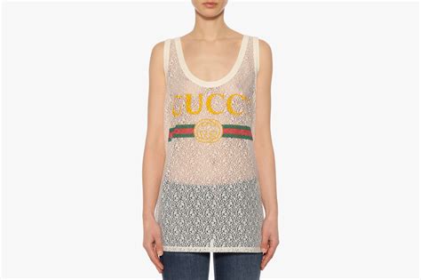 gucci tank top black|gucci lace snake tank top.